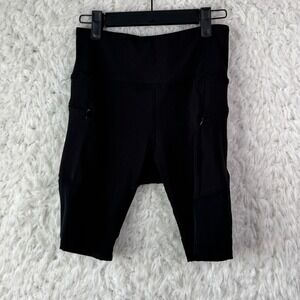Ebb &‎ Flow Biker Shorts Size M Black Mesh Panel Athletic Yoga Sporty